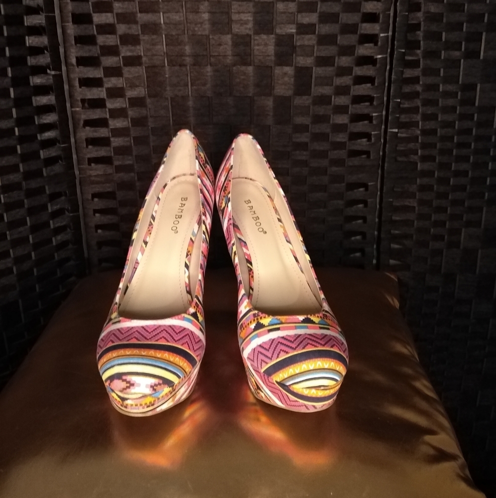 Colorful Bamboo platform stilettos - Picture 5 of 6